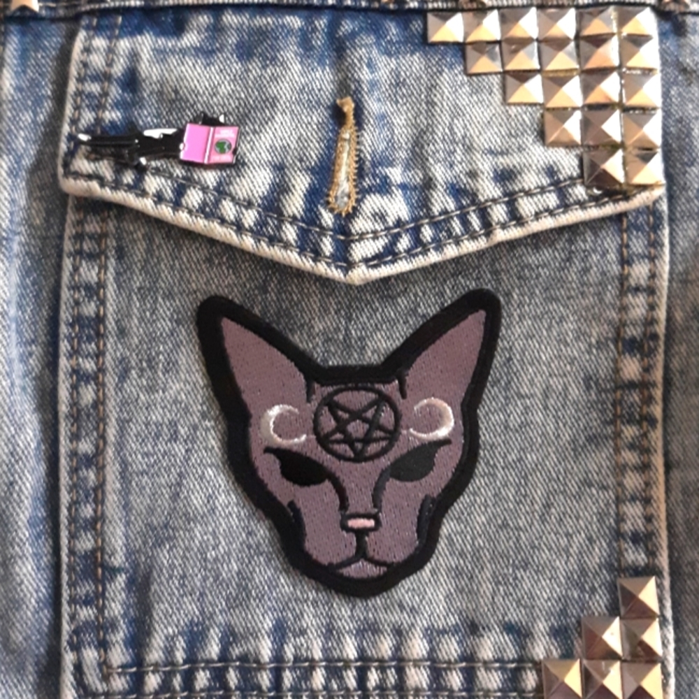 SOLD! Lucipurr! Custom witchy kitty vintage jacket- ONE OF A KIND! - Picture 12 of 16